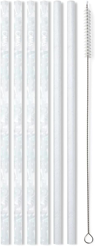 Swig Life Reusable Straws Bride to Be + Silver Glitter Tall Straw Set & Cleaning Brush, Each Straw is 10.25 inch Long (Fits