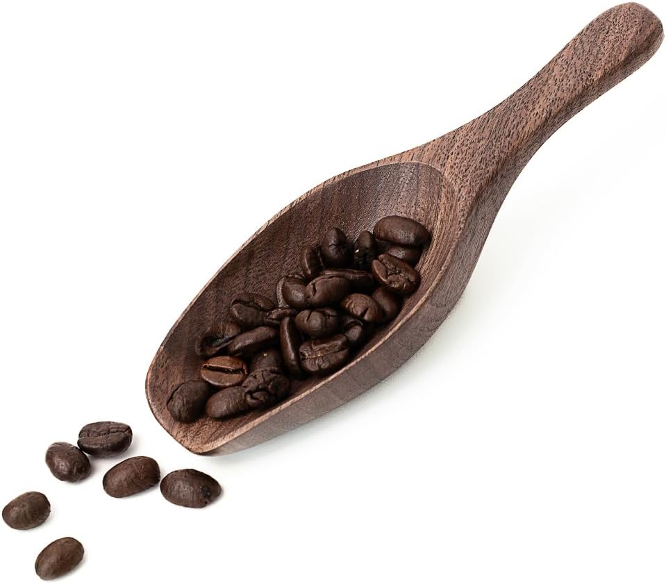 Black Walnut Coffee Scoop for Ground Coffee, Loose Tea &amp; Bath Salts, 1 Tablespoon/15ml, Multi-Purpose Kitchen Scooping Tool for Jars, Canisters &amp; Coffee Brewing Accessories(1pcs)