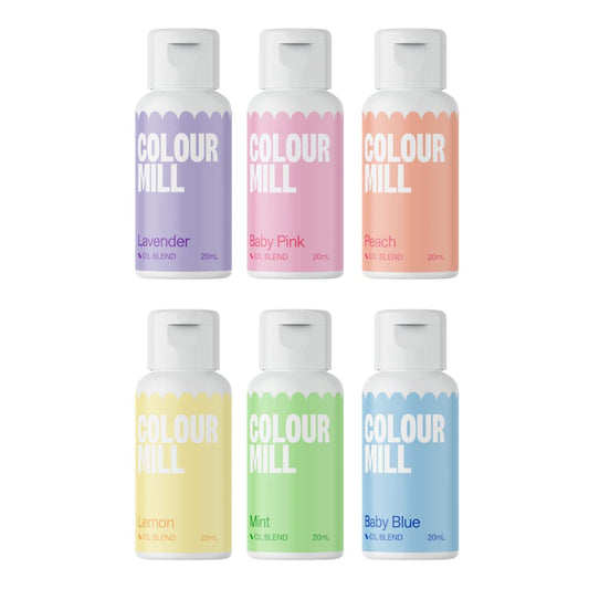 Colour Mill Pastel Pack Oil-Based Food Coloring, 20 Milliliters Each of 6 Colors: Baby Blue, Baby Pink, Lavender, Lemon,