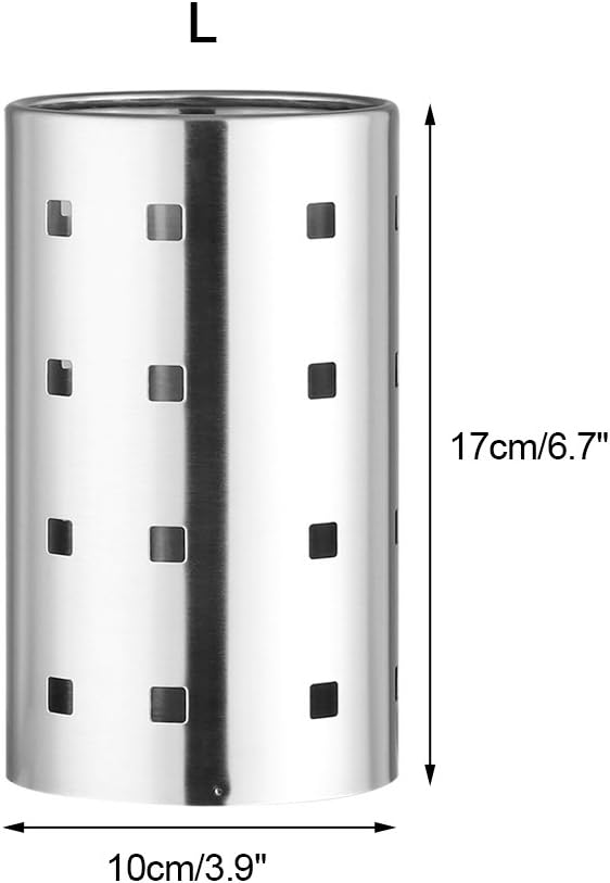 Fdit Chopsticks Holder Caddy Organizer Stainless Steel, Polished Draining Storage Rack for Kitchen Counter Sink Silver Tall L 10 x 17 cm 1 Pack