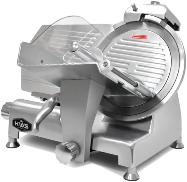 KWS Metal Collection 420W 12 Inch Commercial Meat Slicer MS-12DS Anodized Aluminum Base with Stainless Steel Blade + Blade