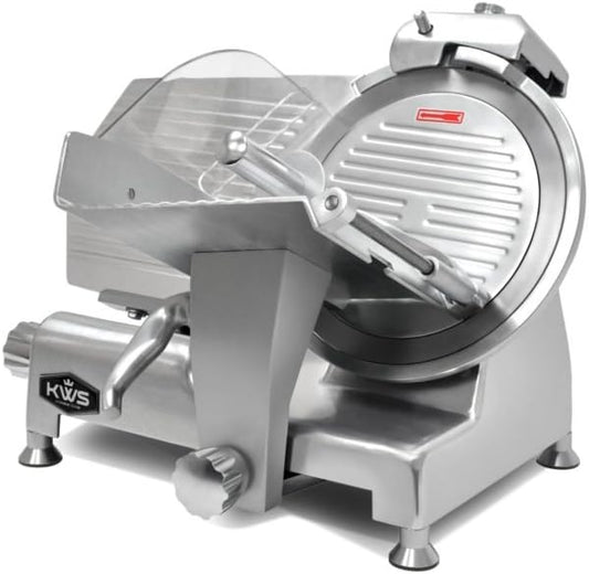 KWS Metal Collection 420W 12 Inch Commercial Meat Slicer MS-12DS Anodized Aluminum Base with Stainless Steel Blade + Blade