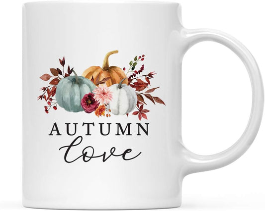 Andaz Press Fall Burgundy Marsala 11oz. Ceramic Coffee Tea Mug, Autumn Love, 1-Pack, Pumpkin Floral Leaves Graphic,