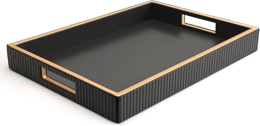 SANZIE Leather Tray Desktop Storage Organizer Premium Serving Tray Decorative Tray Valet Tray for Sundries Cosmetics Phone