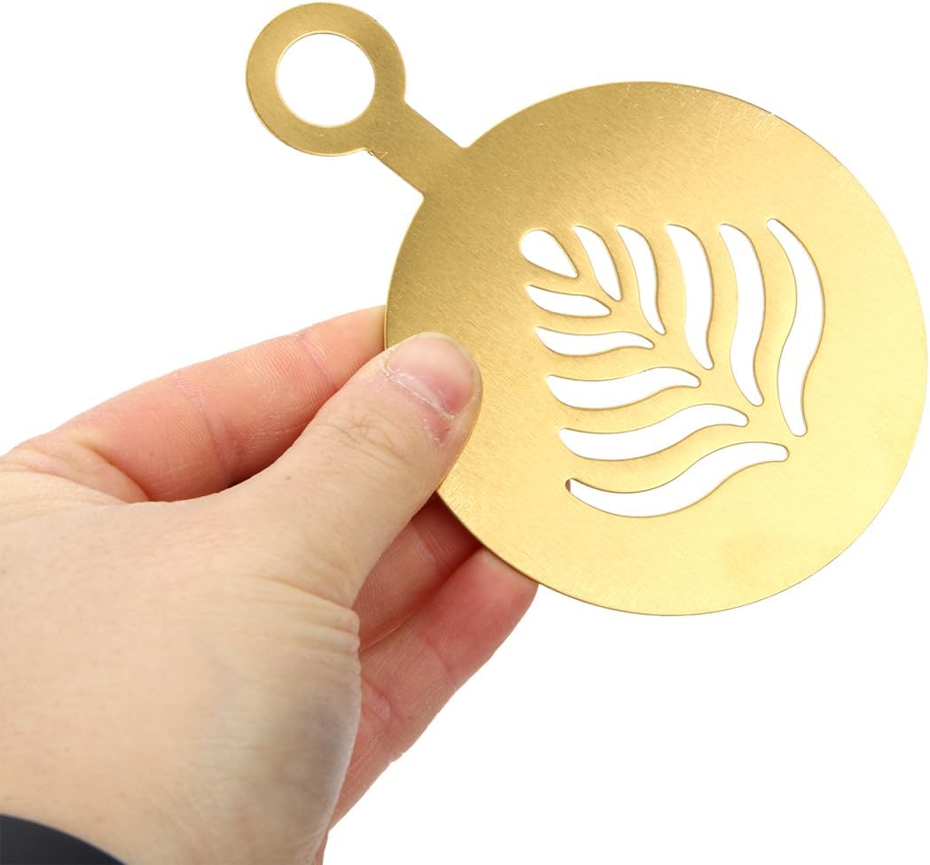 SHOWERORO Coffee Latte Art Stencils 4 Pcs Metal Coffee Stencils for Cappuccino Chocolate Decoration Milk Foams Templates Flower Mold 4.72X3.34In