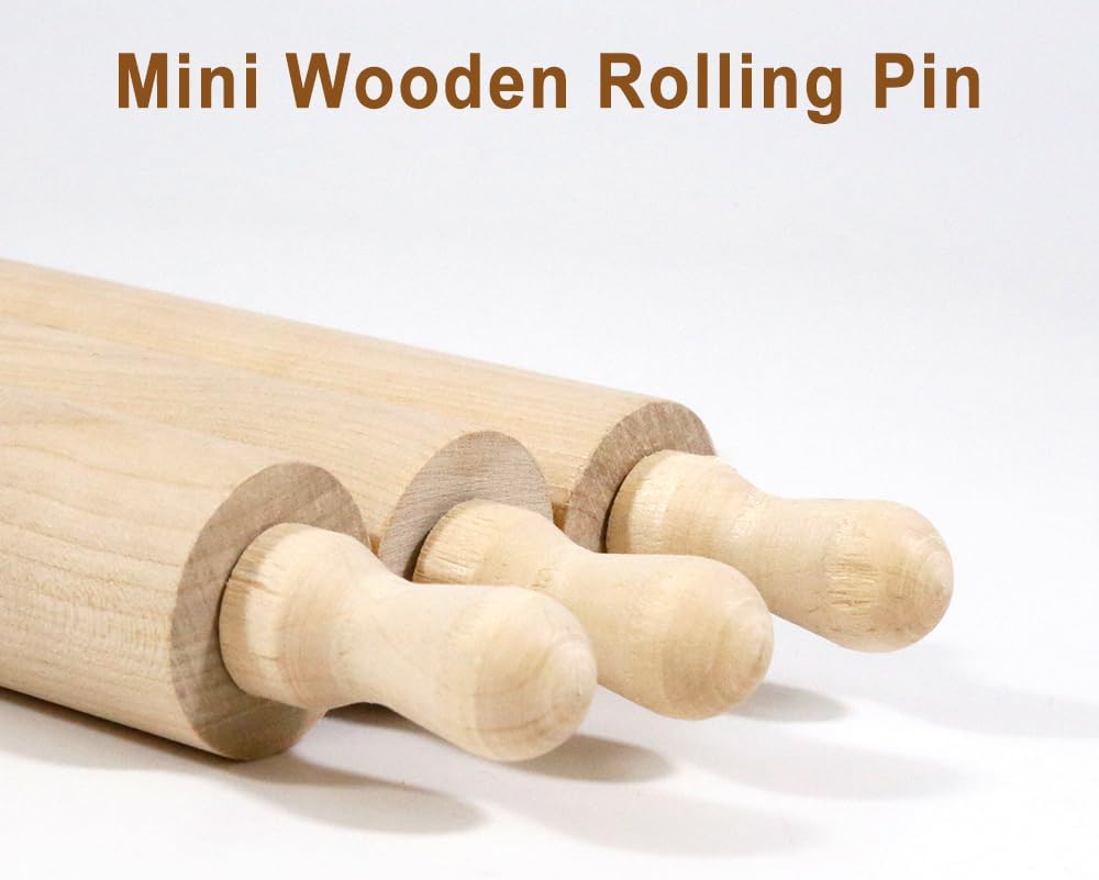 Kang&amp;Chang Mini Unfinished Wood Rolling Pin for Tiered Tray Decor, 6 Pack