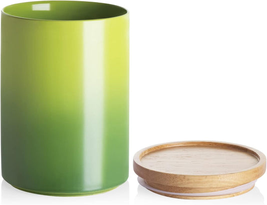 Sweejar Ceramic Food Storage Jar, Stackable Kitchen Canisters, Containers with Airtight Seal Wooden Lid for Serving Ground
