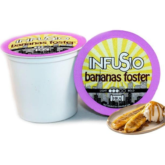 InfuSio Coffee Pods 96 Count - Bananas Foster Coffee, Medium Roast Flavored Single Serve Pods for Keurig K Cups Brewers -