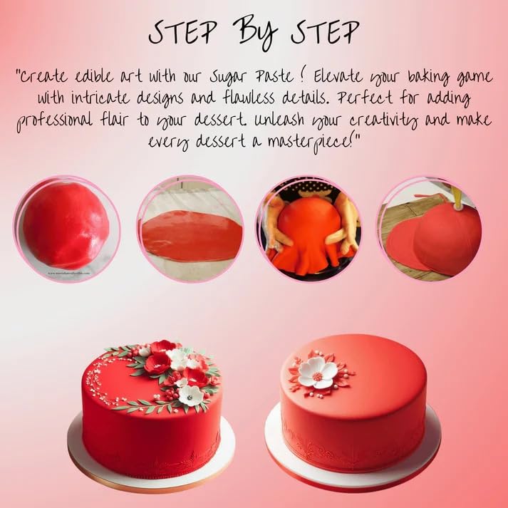 Confect Red Fondant | Vibrant Edible Cake Fondant for Christmas &amp; Special Occasions | Easy to Roll, Smooth Texture | Ideal for Cake Decorating &amp; Cupcakes | Vegan &amp; Gluten-Free – 8.8 Oz