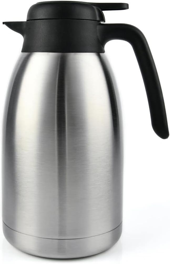 Heritage66 Thermal Coffee Carafe with Cleaning Brush – 68 oz (2 L) Vacuum Insulated Stainless Steel Beverage Dispenser, Keeps Drinks Hot 12 H/Cold 24 H, Ideal for Home, Office &amp; Parties