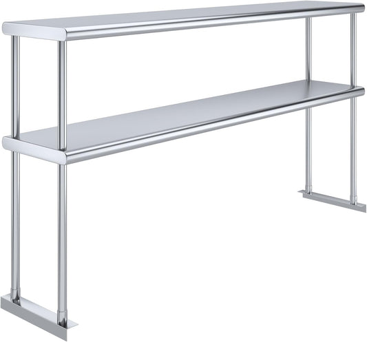 NSF Certified 18 Gauge Heavy Duty Stainless Steel Double overshelf with Brackets for Kitchens, Utility Rooms, Storage,