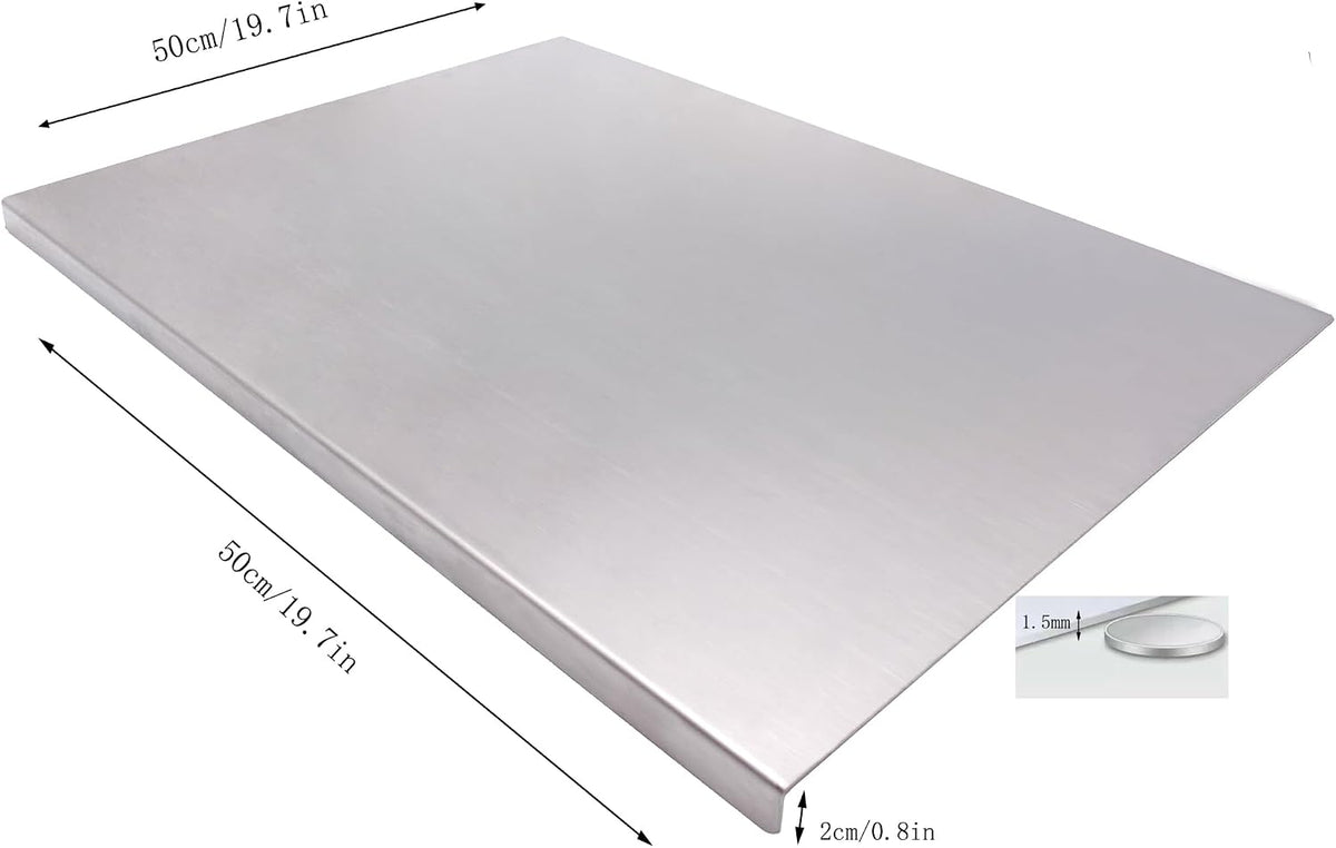 BILLAMB Stainless Steel Cutting Boards for The Kitchen, Suitable for Meat, Fruits, Vegetables, Bread, and Baking Large-sized Cutting Boards (50 x 50cm/19.7 x 19.7 in)