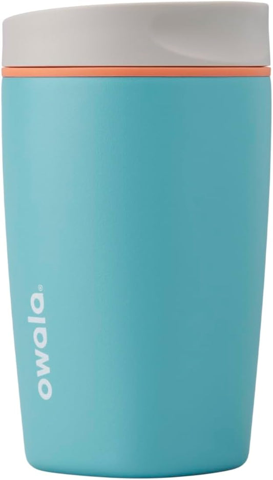 Owala SmoothSip Slider Insulated Stainless Steel Coffee Tumbler, Reusable Iced Coffee Cup, Hot Coffee Travel Mug, BPA Free