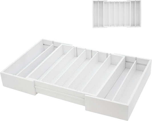 MinBoo Bamboo Drawer Organizer - Expandable K Cup & Pods Holder, Coffee Pod Storage, Tea Organizer, Versatile Kitchen