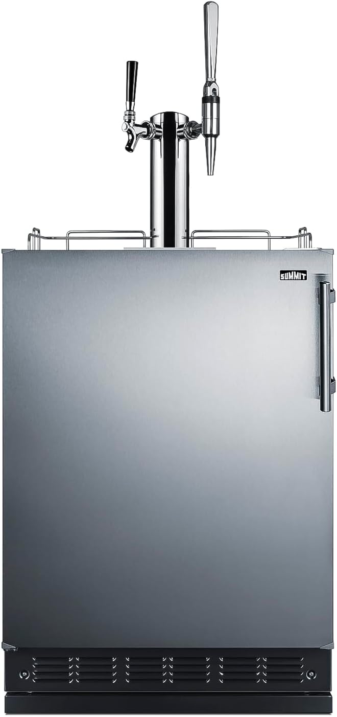 Summit Appliance 24" Wide Nitro-Cold Brew Coffee Kegerator/Refrigerator Combo, Black Interior, Caster Wheels, Residential/Commercial Use (LHD, Nitro-Cold Brew Coffee)