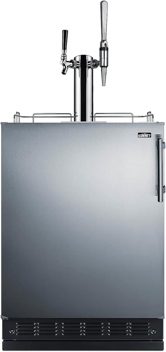 Summit Appliance 24" Wide Nitro-Cold Brew Coffee Kegerator/Refrigerator Combo, Black Interior, Caster Wheels,