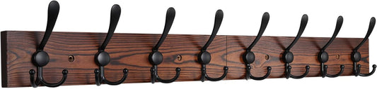 IBosins Wall Mounted Coat Rack, 31-2/5'' Long, Entryway Hanging Rack, Metal Wood Coat Hooks Rack with 8 Black Rustic