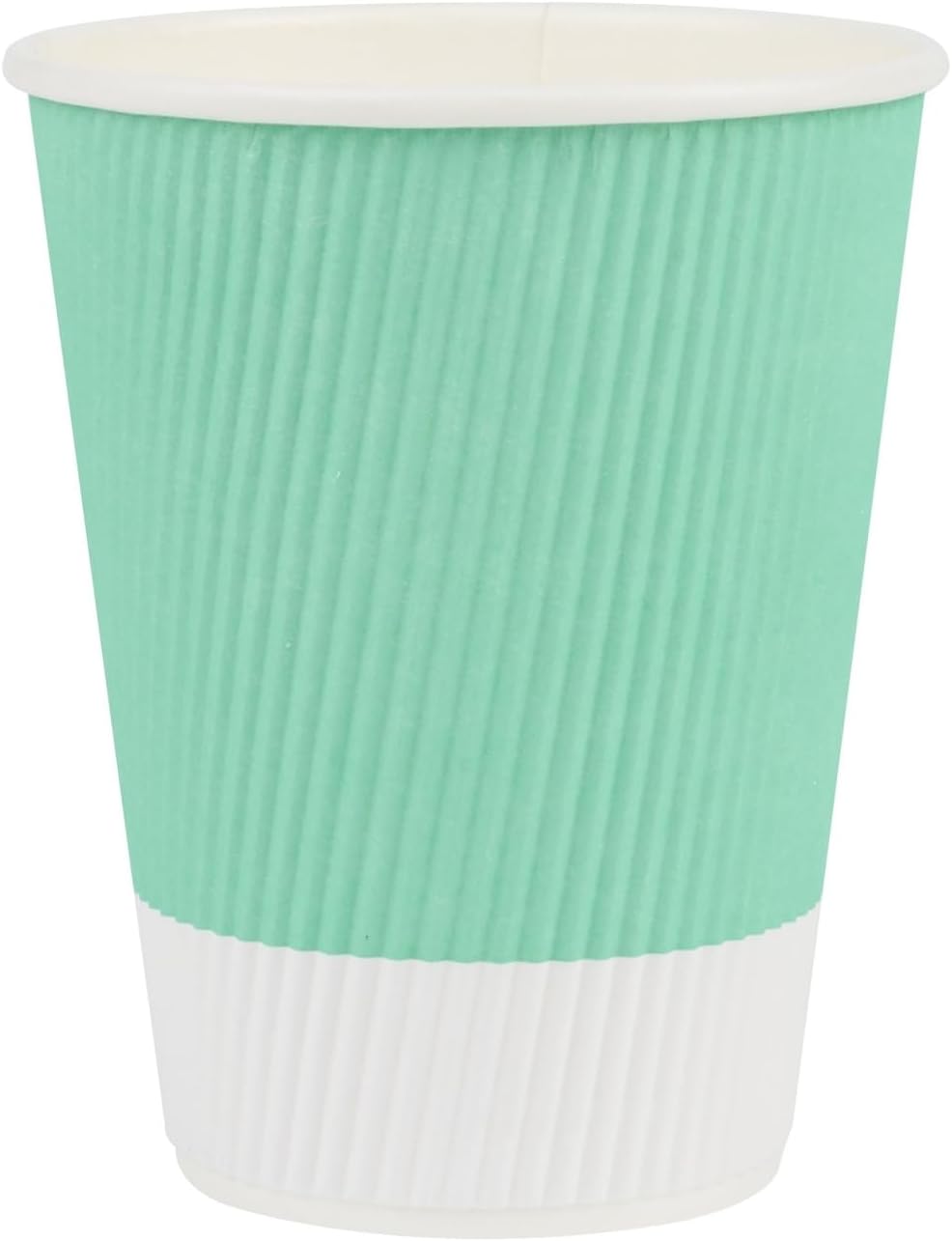 Restaurantware Ripple Wall Coffee Cups 500 Count 12 Ounce Insulated Light Green Paper Cups, Rolled Rim Spill-Resistant Disposable Paper Non-Slip for Coffee, Beverages