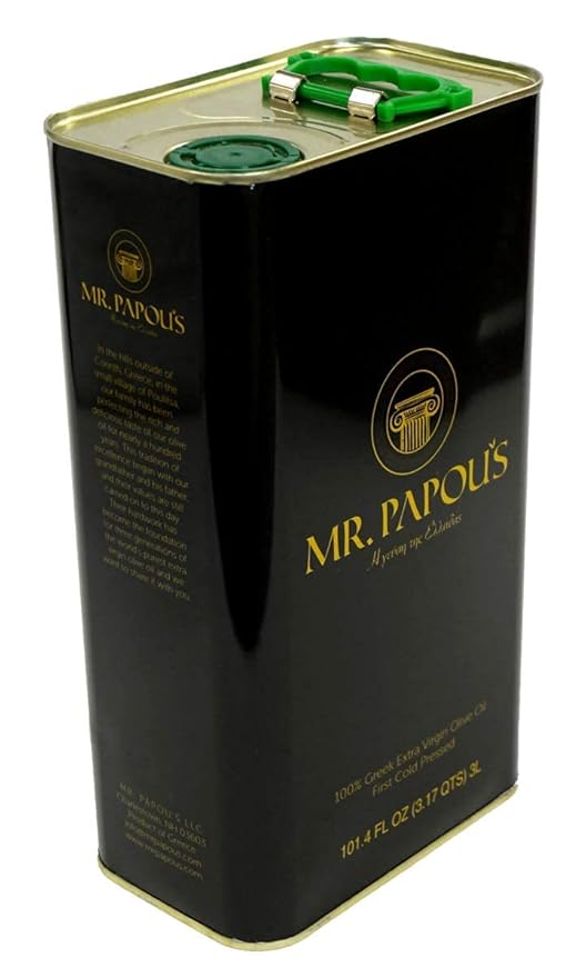 Mr. Papou's | Extra Virgin Olive Oil | First Cold Pressed | Family Owned | Harvested in Greece | 3 Liter - 101.4 fl oz (3 Liter)