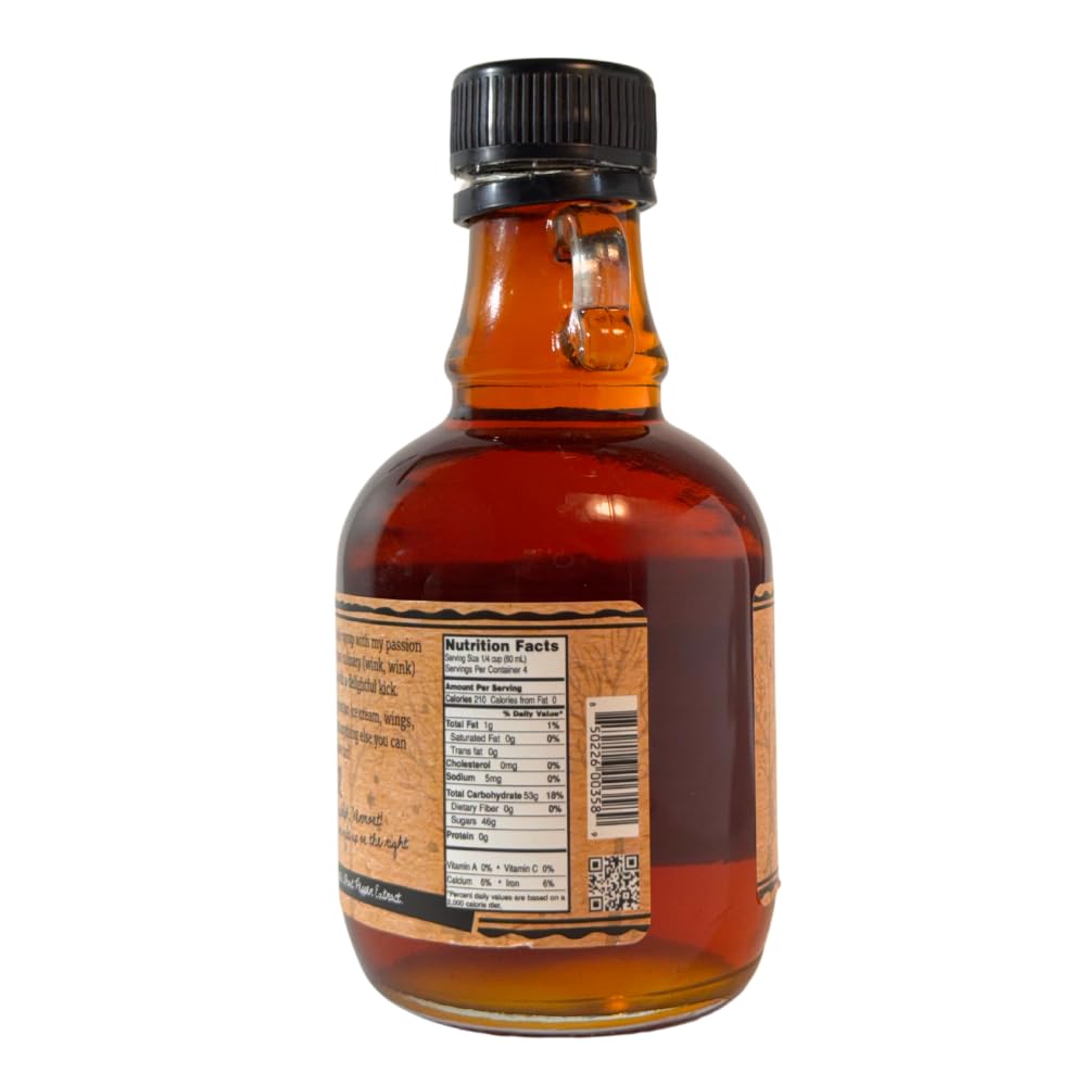 WOOD'S “Ghosted” Maple Syrup – Ghost Pepper Infused | Sweet &amp; Spicy Flavor Fusion | Small-Batch Vermont Syrup with Real Ghost Pepper Extract | Vegan, Natural, Eco-Friendly | Great for Cocktails, BBQ, Glazes &amp; More |8.45 Fl Oz (250mL)