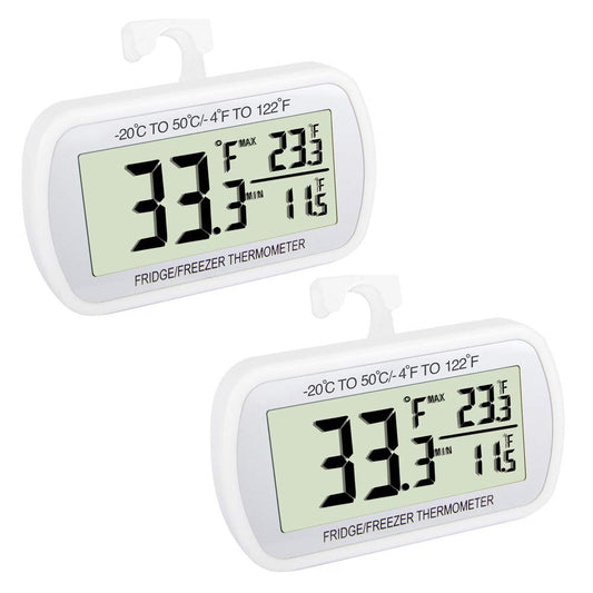 Waterproof Refrigerator Fridge Thermometer, Digital Freezer Room Thermometer, Max/Min Record Function Large LCD Screen and