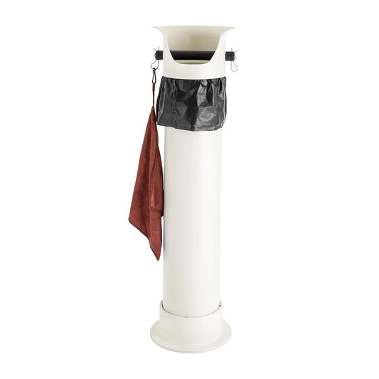 Espresso Coffee Knock Box, Commercial Knock Box for Espresso Coffee Grounds, Floor Standing Coffee Knock Box with 30pcs Garbage Bags and Towel (White)