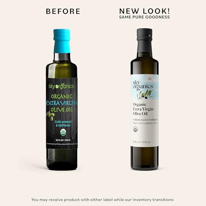 Sky Organics - Organic Extra Virgin Olive Oil, 16 fl oz - Cold Pressed & Unfiltered - Bright, Fresh, Authentic Flavor - Sourced from Farmers in Greece - 100% Pure - Kosher - Natural, Vegan, & Soy Free