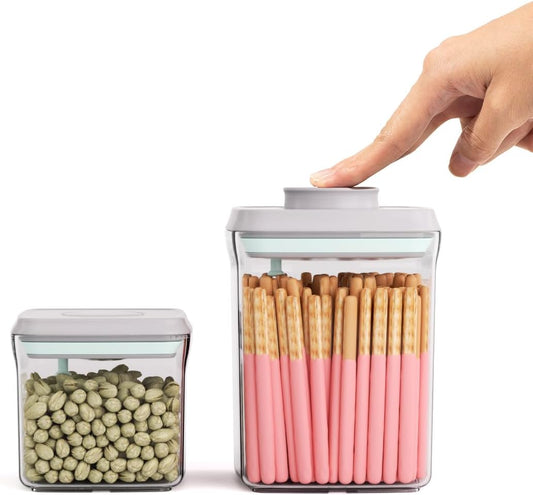 Pop Air Tight Containers Stackable- 2-Pack Cereal Storage Containers with Lids Airtight, Leakproof Pop Up Containers for