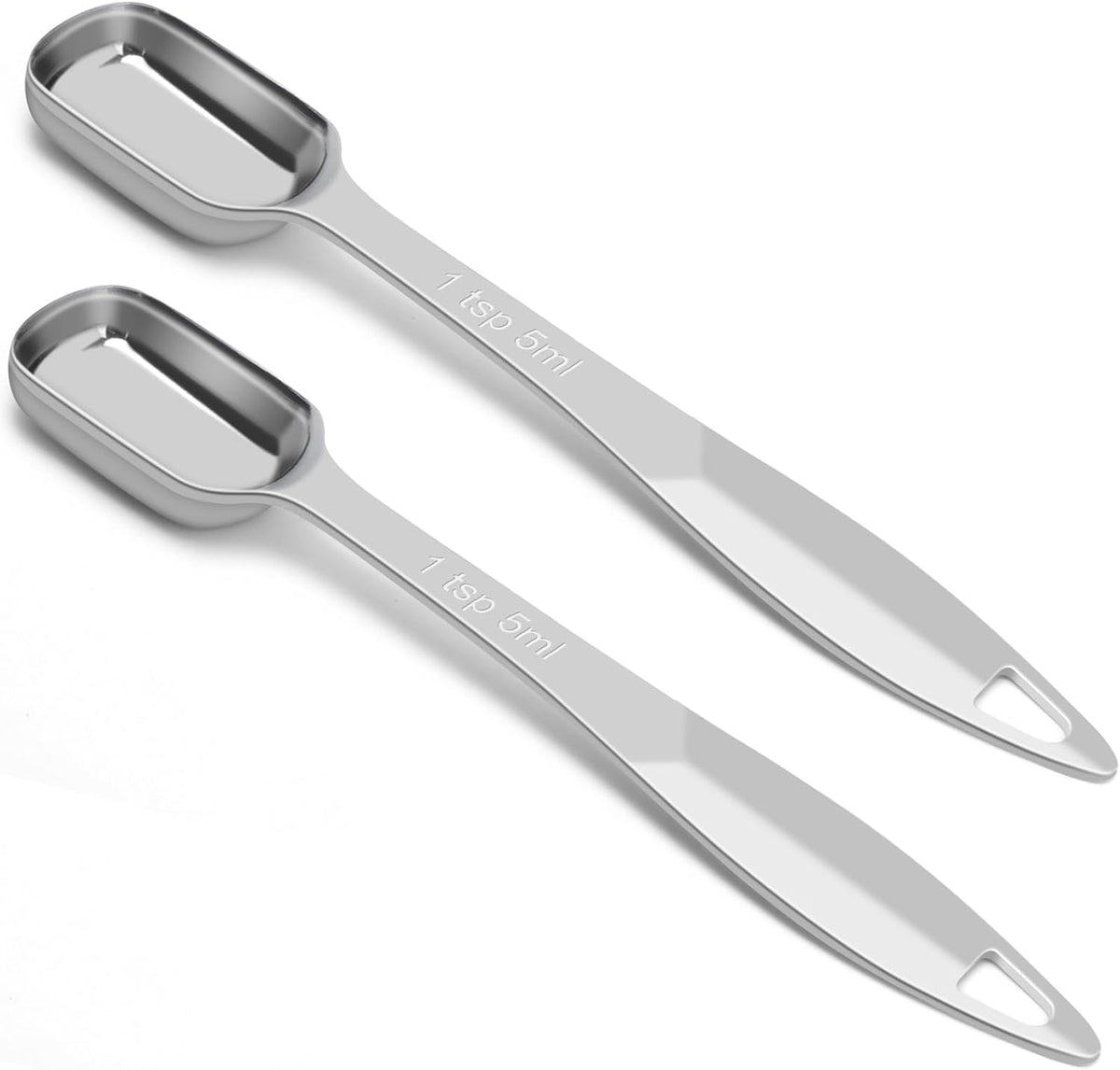 2 Pcs 1 Teaspoon(5 mL | 1 Tsp | 1/3 Tbsp | 5 cc | 1/6 oz) Stainless Steel Single Measuring Spoon, Long Handle Metal Measuring Spoon, Kitchen Gadgets for Cooking &amp; Baking