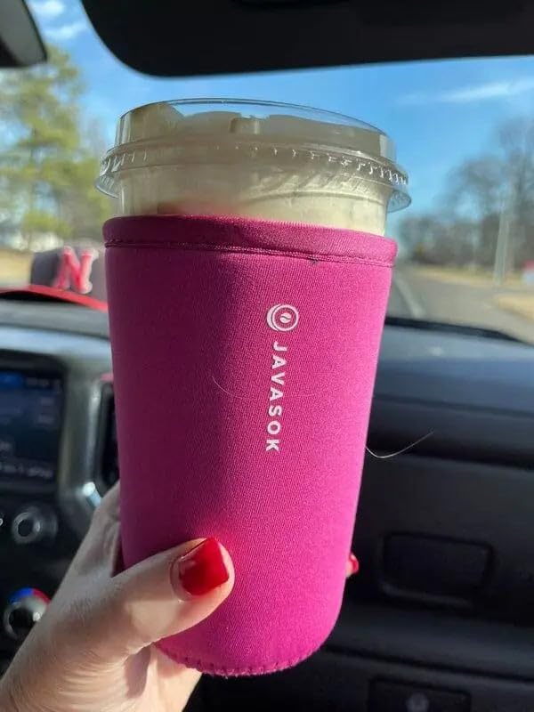 Sok It JavaSok Iced Coffee &amp; Cold Soda Insulated Neoprene Cup Sleeve (Bright Pink, XXLarge: 44-48oz)