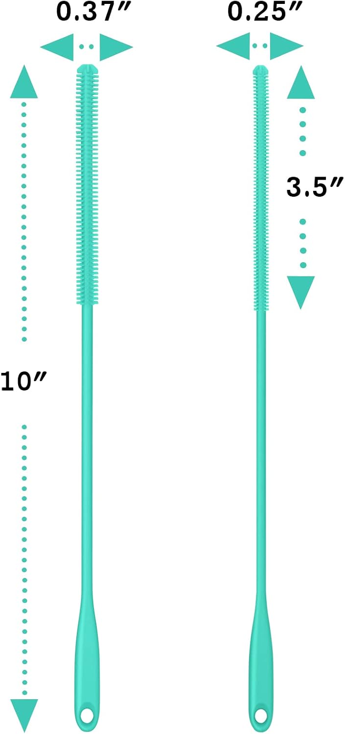 Silicone Straw Brush 4 Pack, Teal
