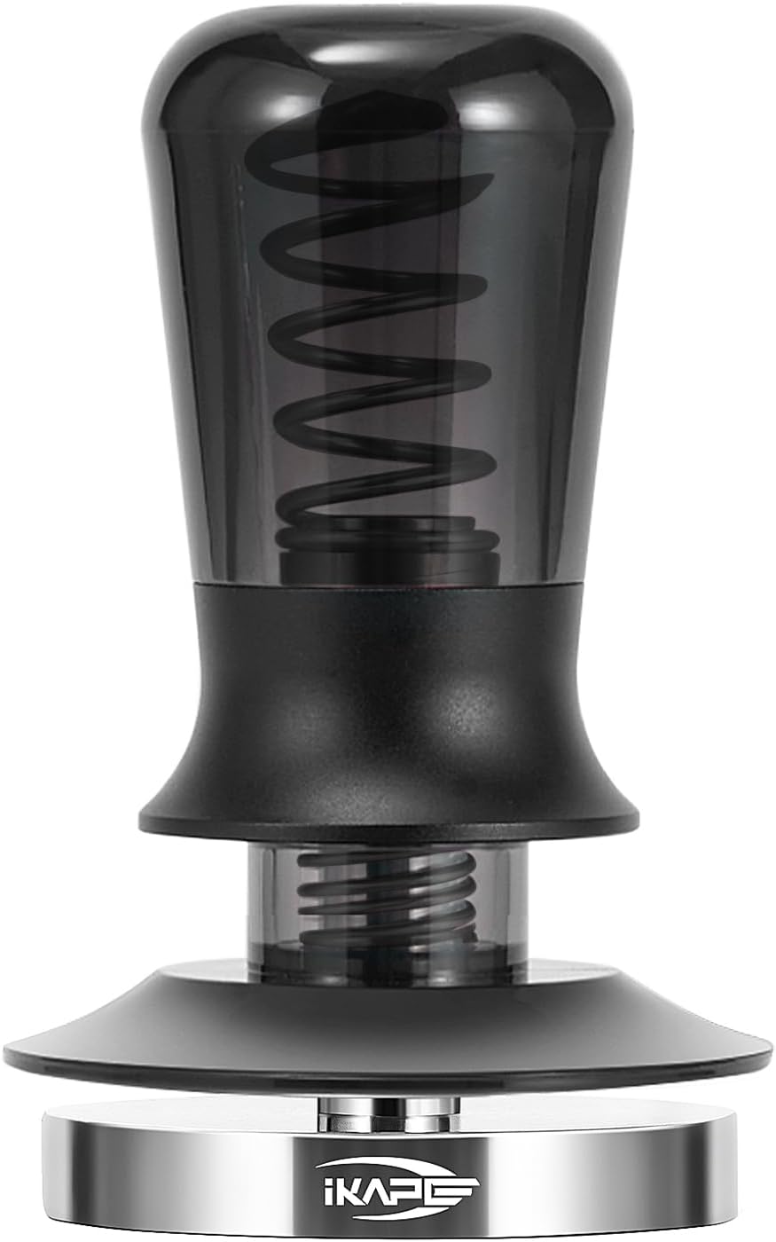 IKAPE 53mm Semi-Transparent Coffee Tamper for Espresso, Spring Calibrated with Threaded Premium Stainless Steel Base, Suitable for 54mm Breville Bottomless Portafilters(New Upgrade)