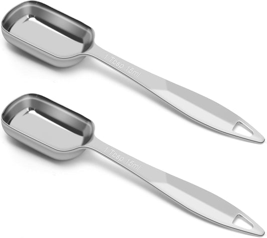 2 Pcs 1 Tablespoon(15 mL | 3 Tsp | 1 Tbsp | 15 cc | 1/2 oz) Stainless Steel Single Measuring Spoon, Long Handle Metal