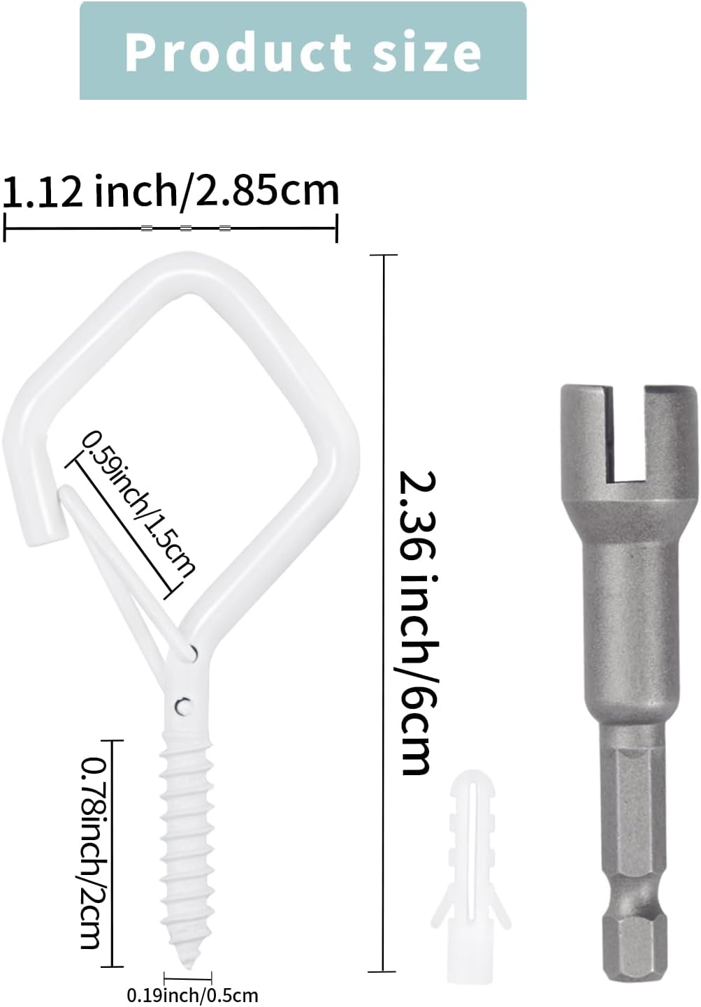 100 PCS White Eye Screw Hooks for Hanging Heavy Duty with Safety Buckle.Metal Ceiling Hooks for Hanging Plants Cup Wind Chime Bird Feeders Patio Lights At Indoor&amp;Outdoor