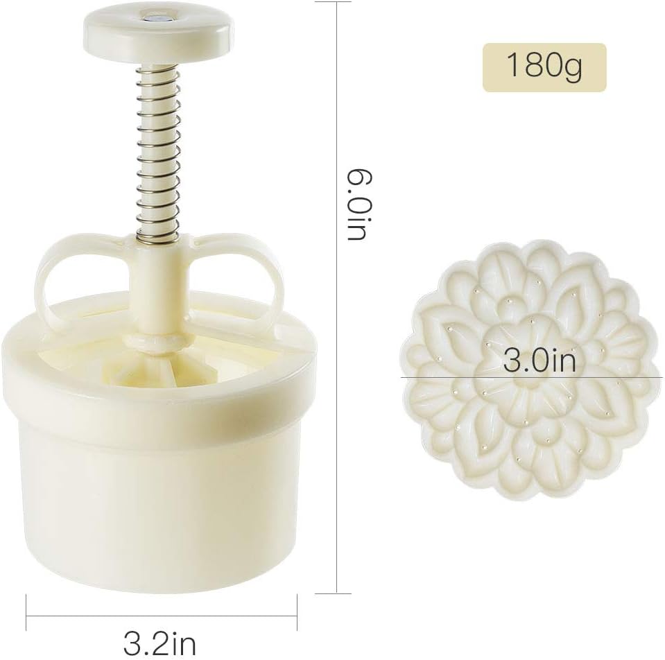 Cookie Stamp Mooncake Mold Set, Cookie Press Maker 180g Shaper | Thickness Adjustable, Bath Bomb Mold, Mid-autumn Festival Moon Cake Mold, DIY Shortbread Hand Cutter, Cake Pie Polvoron Mold