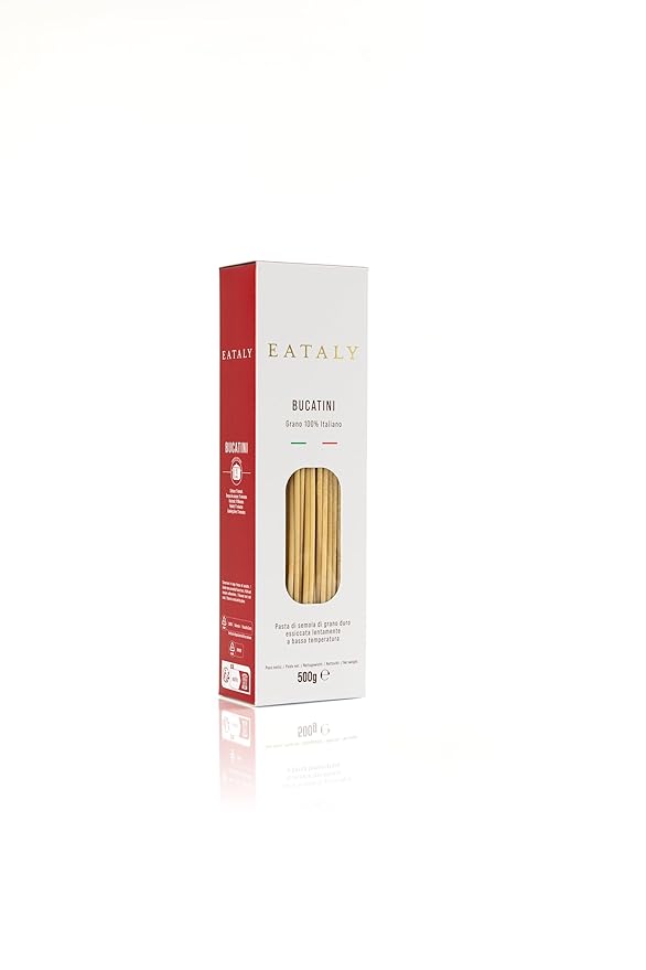 Eataly Italian Bucatini Pasta Noodles - 500g (17 oz.) Box -Authentic Durum Semolina Wheat - Made in Italy- Dried Pasta for Gourmet Dining, 1 Pack