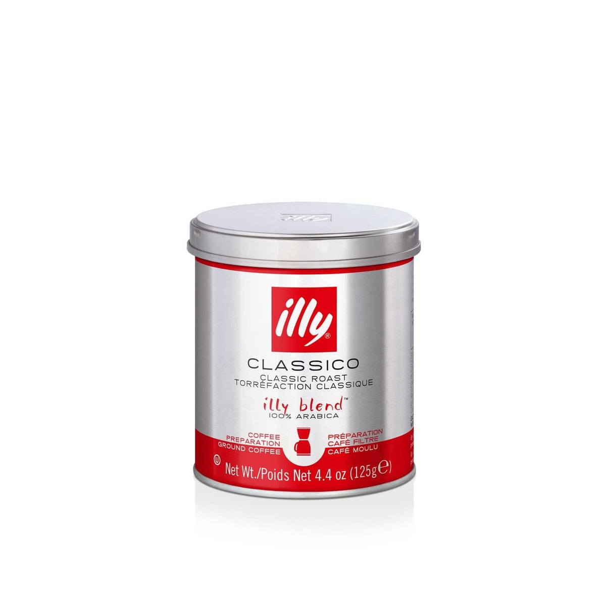 illy Ground Drip Coffee, Classico Medium Roast, 4.4 oz | 100% Arabica, Premium Italian Coffee, Pre-Ground for Drip Brewers