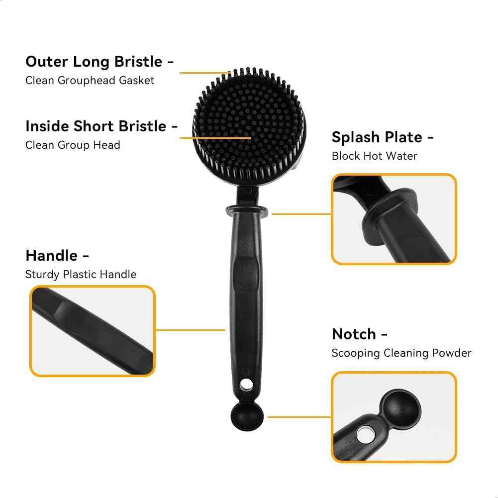 watchget 51mm Silicone Espresso Machine Cleaning Brush Grouphead Brush | 360° Deep Cleaning, Scratch-Free, Silicone Bristles for 51mm Group Head, Easy Clean, Professional Barista Tool