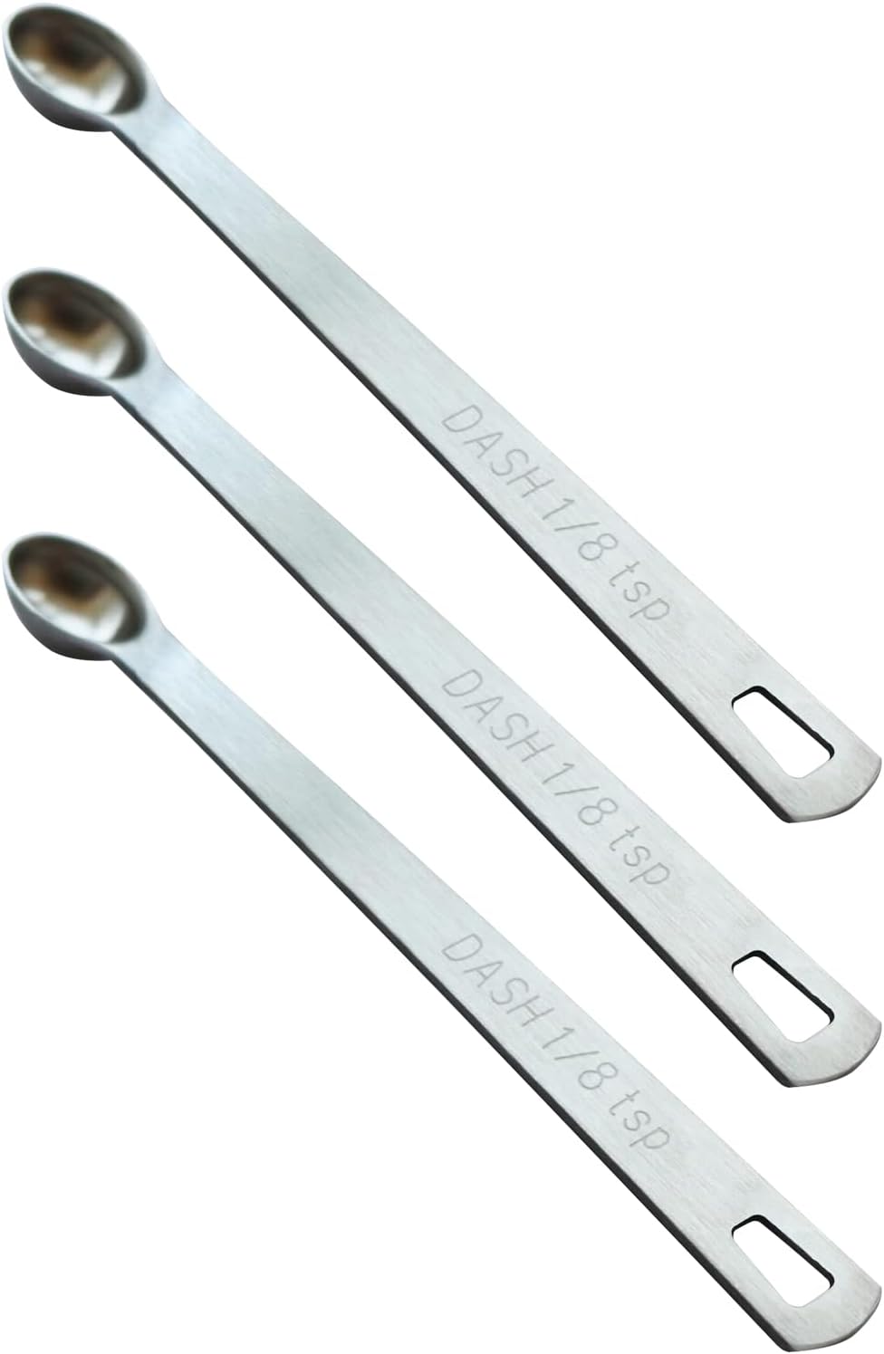 3PCS 1/8 Teaspoon(1/8tsp, 0.625 ml, Dash) Single Tiny Measuring Spoon, Small Individual Stainless St