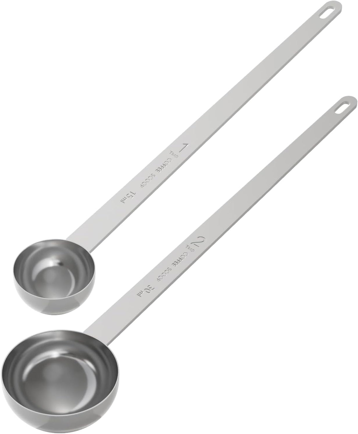 Extra Long Handle Coffee Scoop Set, 1tbsp &amp; 2tbsp Measuring Spoon | 15ml + 30ml, Food-Grade Stainless Steel, Accurate Measurement, Dishwasher-Safe, Engraved Marking, Coffee Ritual Essential