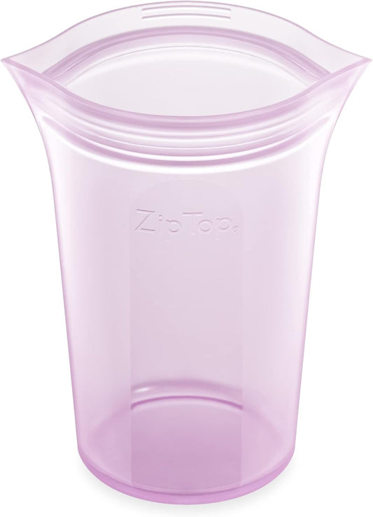Zip Top Reusable Food Storage Bags | Medium Cup [Lavender] | Silicone Meal Prep Container | Microwave, Dishwasher and