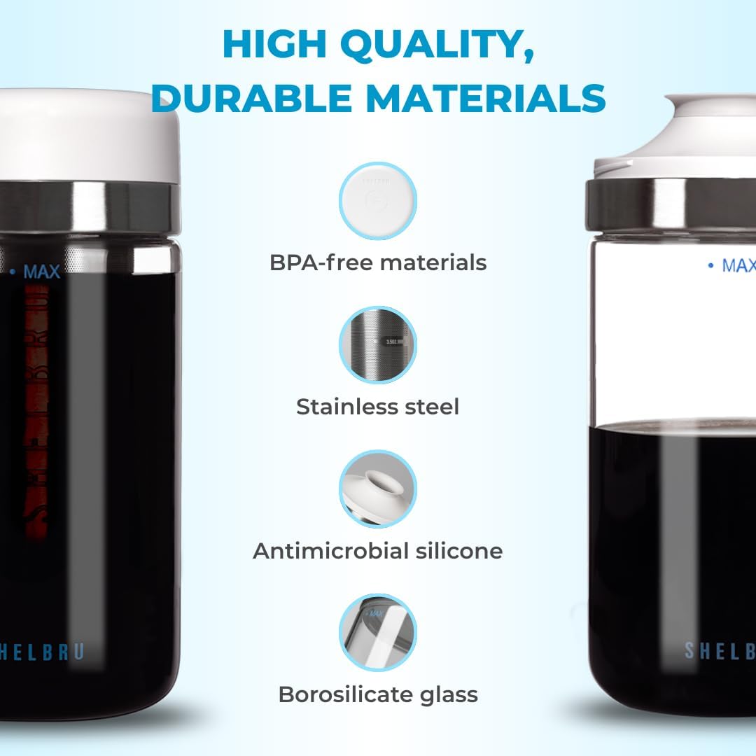 The Complete System – Cold Brew Coffee Kit with Smart Bean Canister, Stainless Steel Sifter & 500ml Dual-Filter Brewer/Carafe – Store, Sift