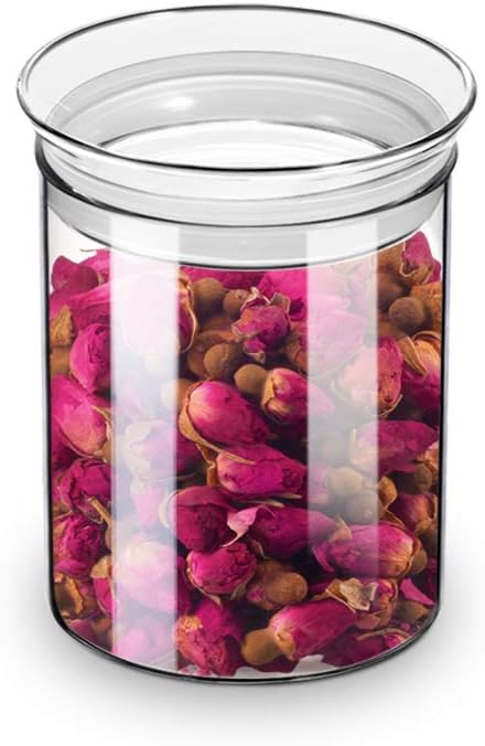 ZENS Airtight Glass Jar Container,15 Fluid Ounce Clear Glass Canister with Lid, Food Storage Jars for Kitchen Spice or Loose