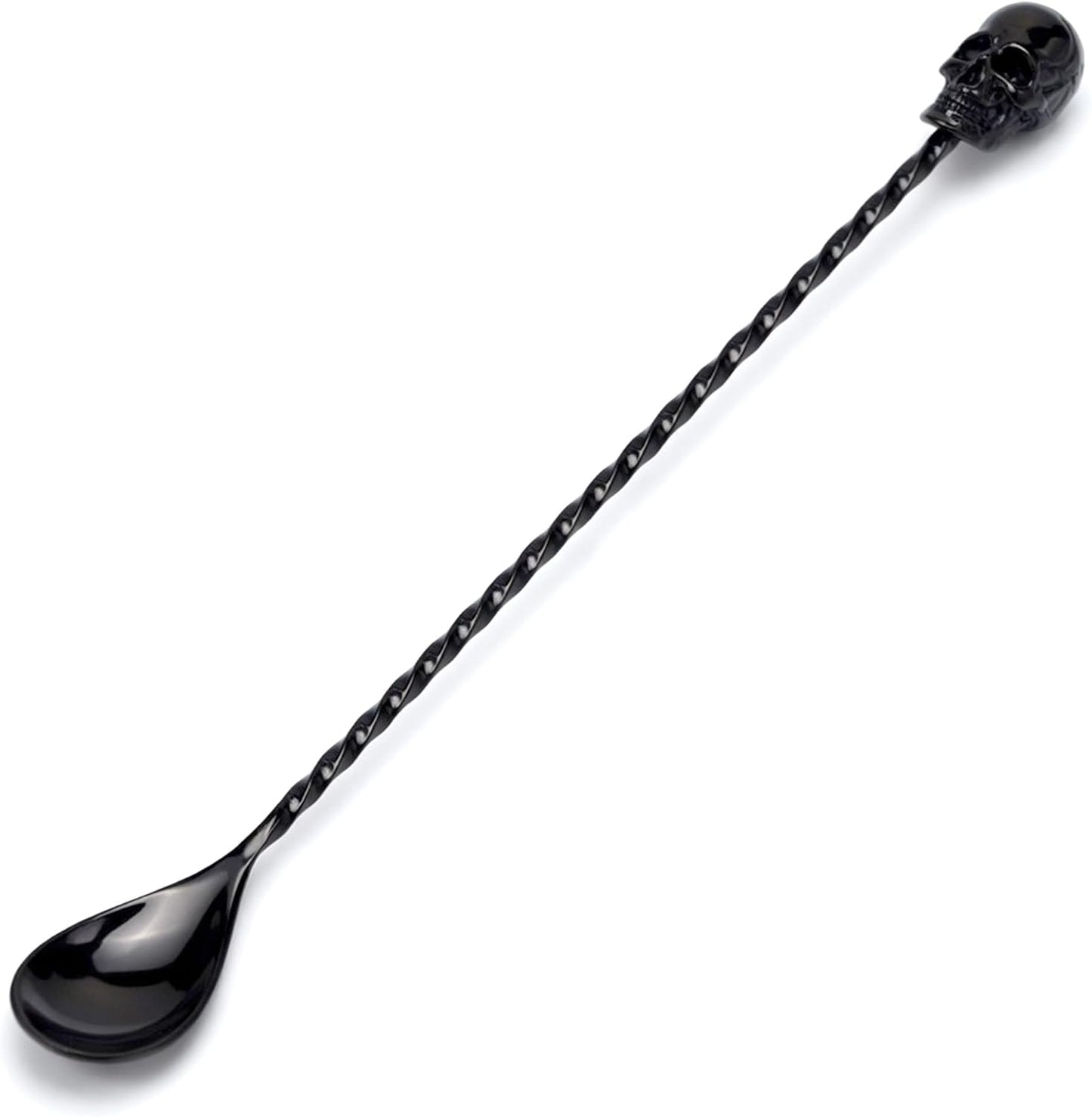 Homestia 12'' Gothic Skull Bar Spoon, Cocktail Mixing Spoon for Bartending | 304 Stainless Steel Cocktail Spoon for Stirring, Long Spiral Handle Spoon Stirrers for Drink, Halloween Party, Home Bar Use
