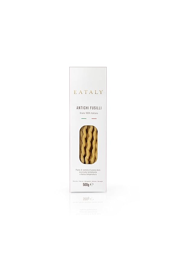 Eataly Italian Antichi Fusilli Pasta Noodles - 500g (17 oz.) Box -Authentic Durum Semolina Wheat - Made in Italy- Dried Pasta for Gourmet Dining, 1 Pack