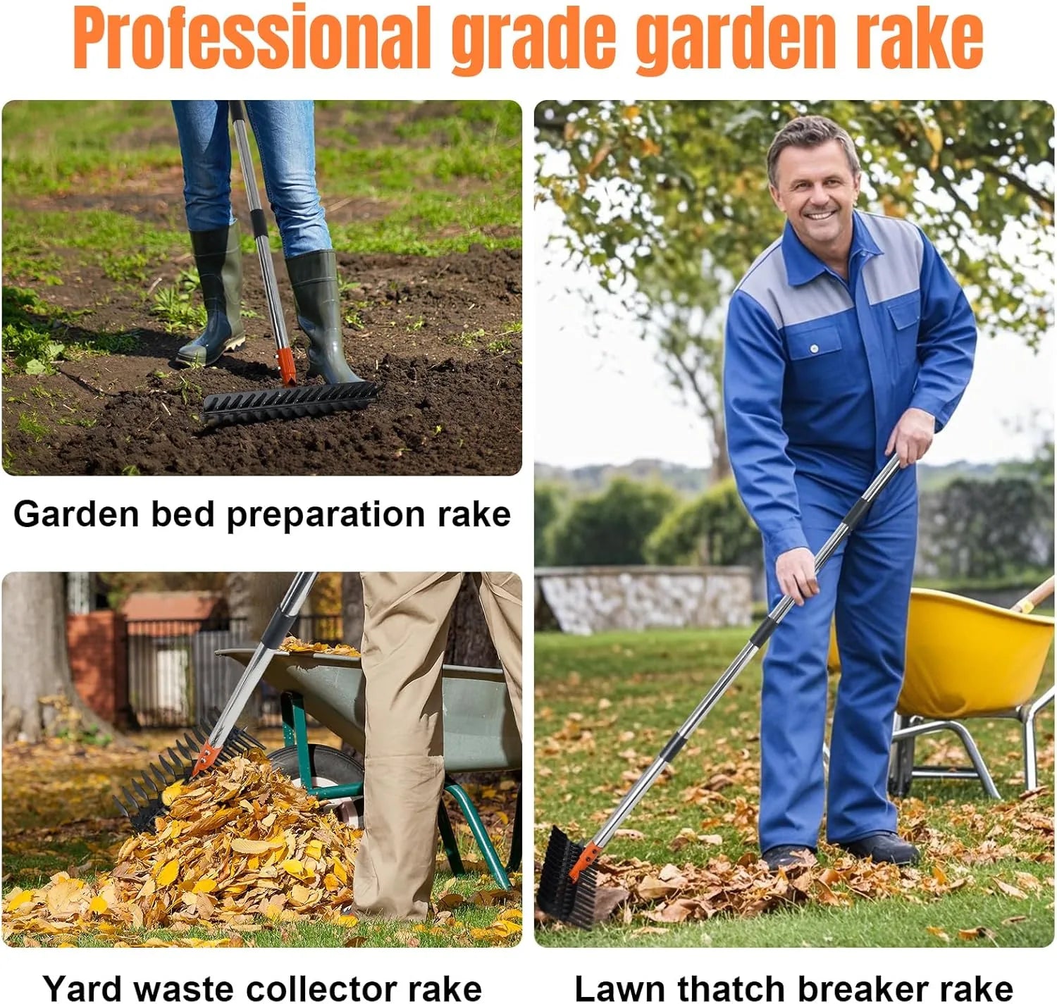 Wide dethatcher rake designed for professional lawn thatching and aeration