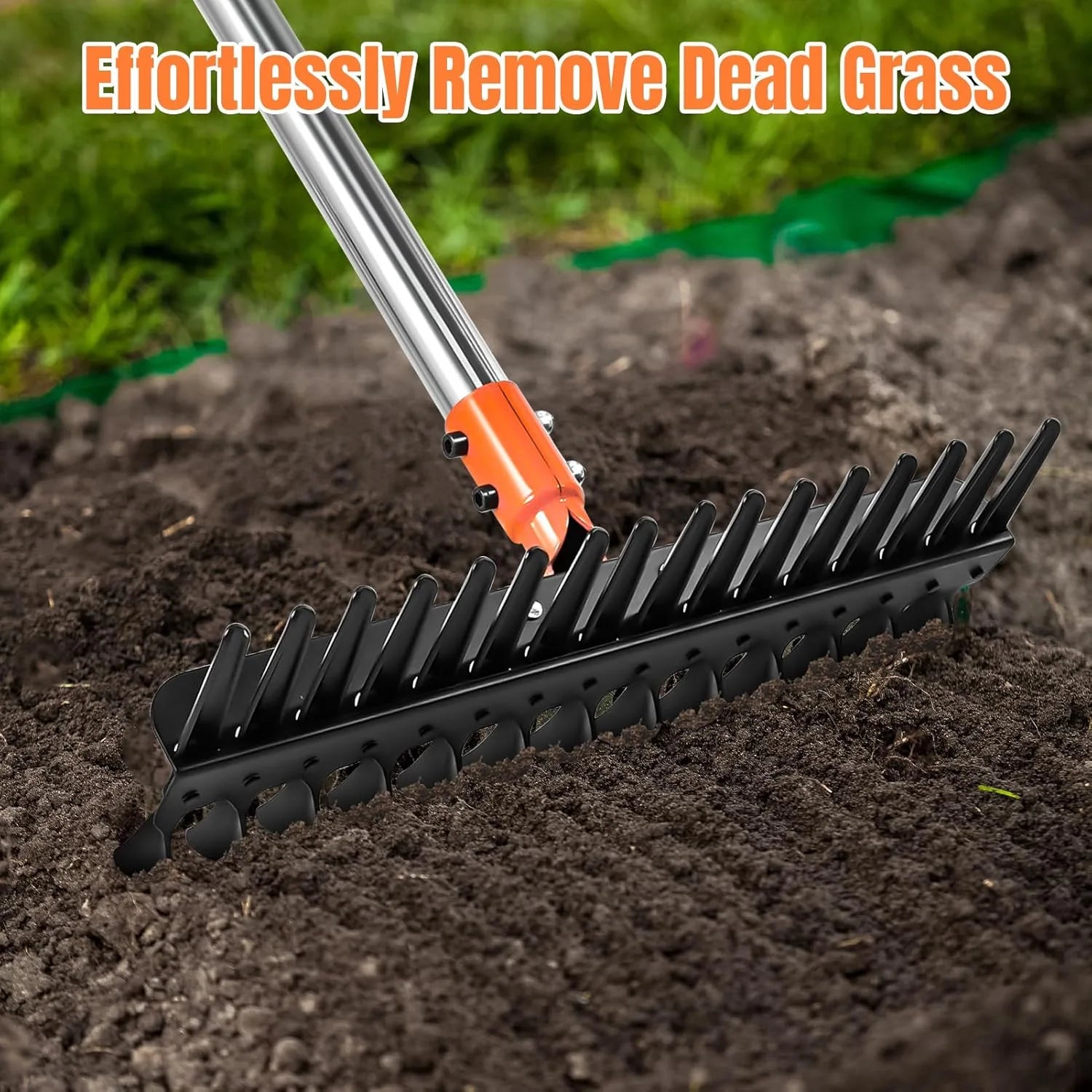 inch lawn rake with removable handle for effective soil aerating