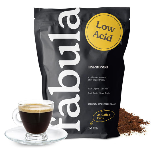 Fabula USDA Organic Espresso Coffee, Freshly Ground Espresso Low Acid Coffee, Non-GMO, No Molds, Mycotoxins Pesticides Free,
