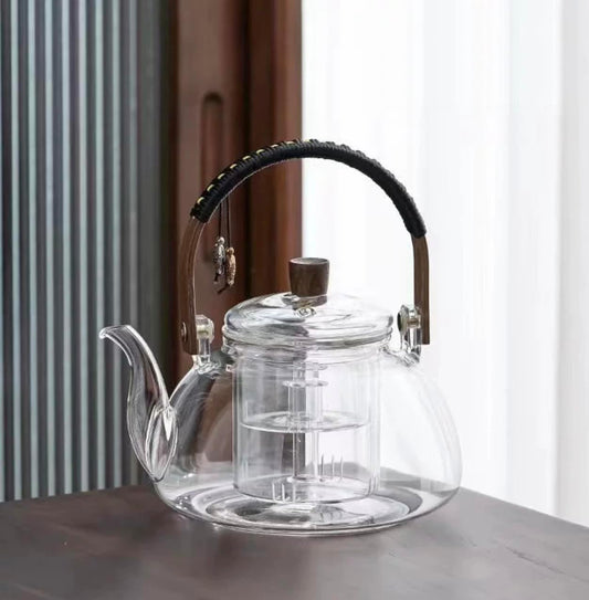 ZENATION Japanese Style 950ml Glass Teapot with Removable Infuser, Stovetop Safe Tea Kettle, Blooming and Loose Leaf Tea