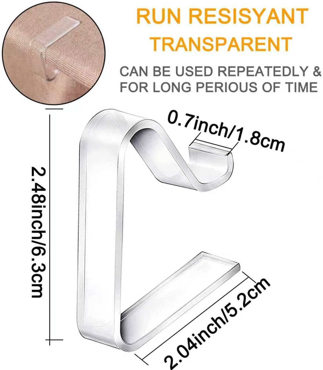 24 Pieces Transparent Clear Tablecloth Clips, Plastic Table Cloth Clips，Windproof Table Cover Holder Clamps，Table Cloth